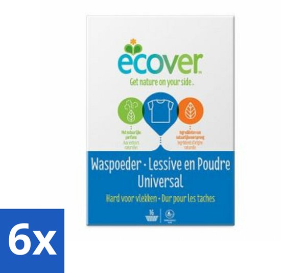 Ecover - Waspoeder Universal - Voor witte & bonte was - 1,2 kg - Voordeelverpakking - 6 stuks