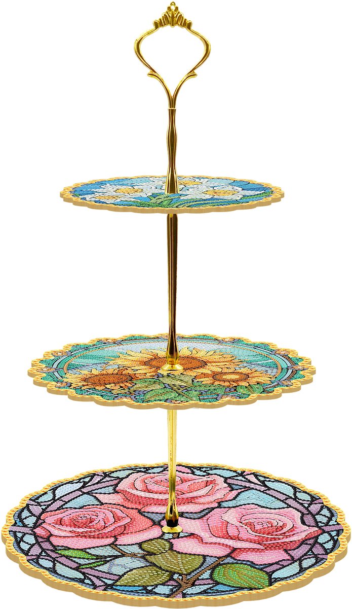 Etagère 332 - Bloemen - Diamond painting - compleet pakket - Diamond painting by Wietske
