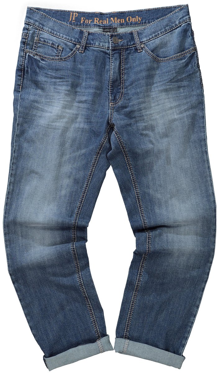 JP 1880 - Heren - Jeans FLEXNAMIC® buikfitcontrastnaden 5-pocket straight fit - Mat jeansblauw - Maat 68