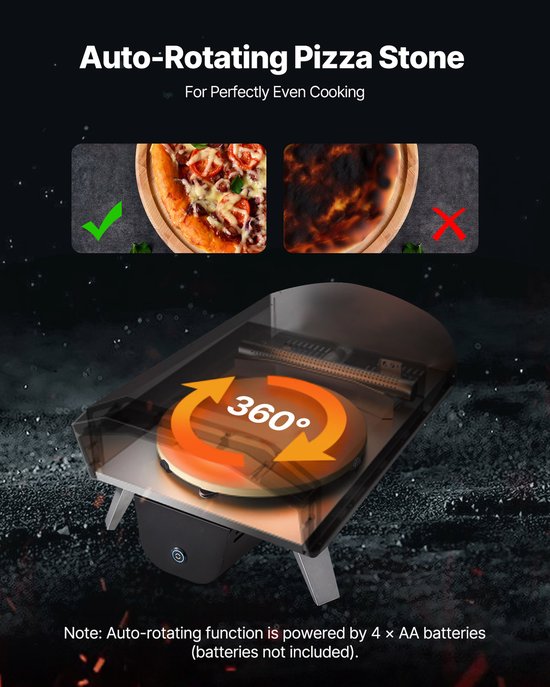 12-Inch Houtgestookte Pizzaoven voor Buiten met Thermometer, Elektrische Draaifunctie En Accessoires voor Achtertuin, Terras Of Camping van Merkloos — afbeelding 4