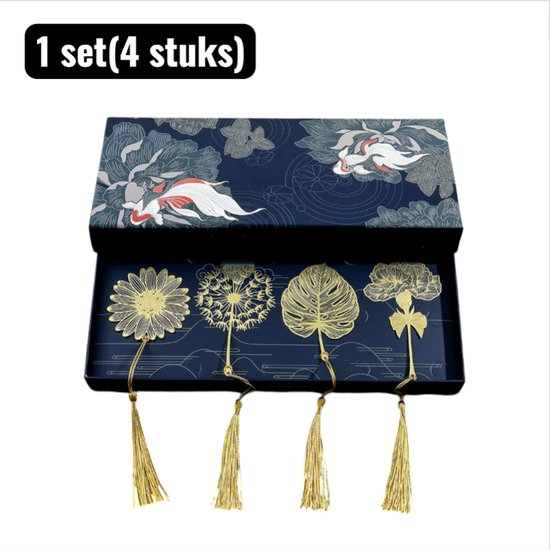 Foto: 1 set 4 stuks boekenleggers bladwijzer bookmark bloemen boeklegger planten boeklegger gedetailleerd blad nerf design vintage stijl uitsnijding 4 seizoenen thematische collectie goud