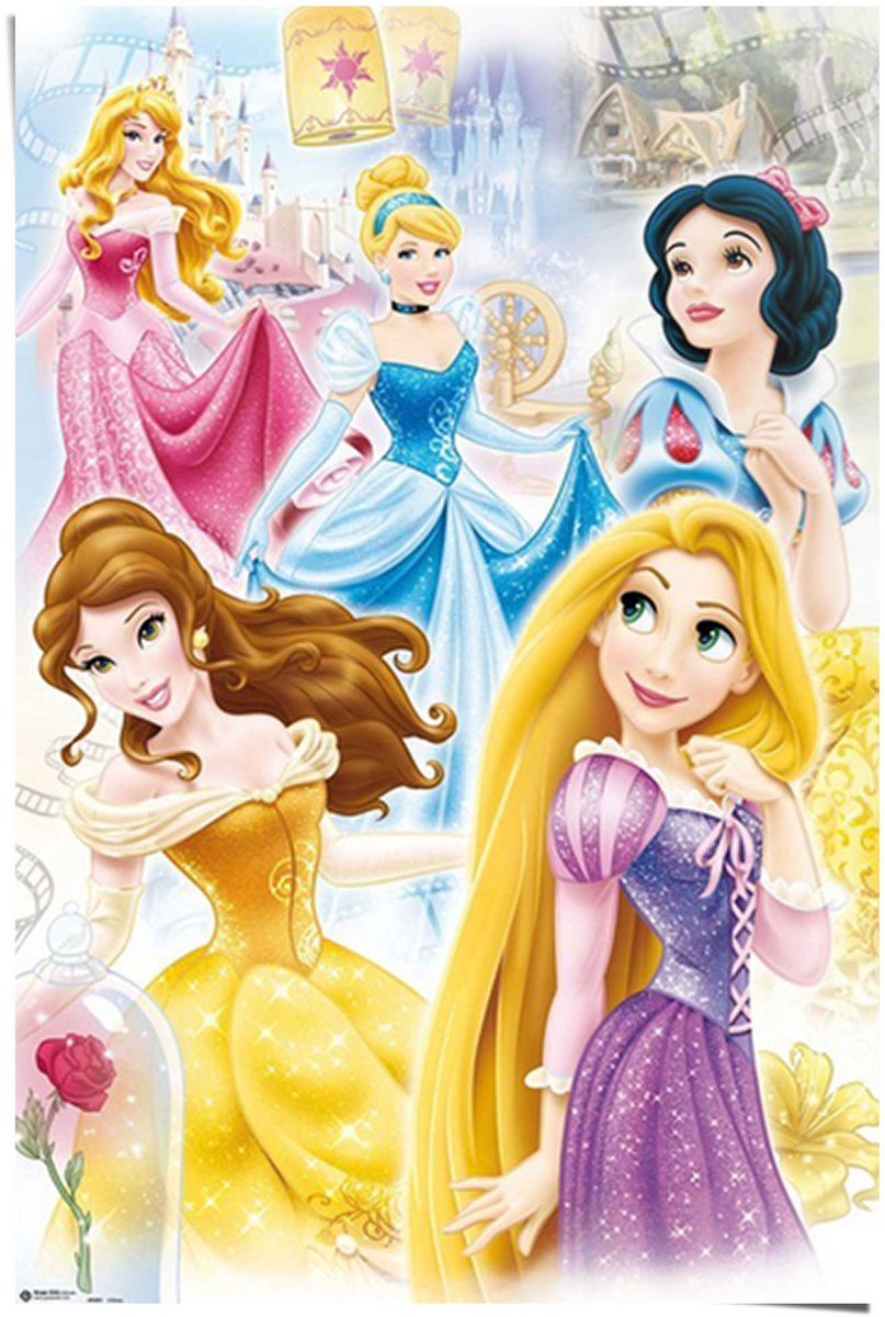 REINDERS Poster Disney - princess - 91,5 x 61 - Papier - REINDERS Bonte kleuren