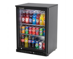 HCB® - Professionele barkoelkast met glazen deur - Tafelmodel koelkast - 122 liter - zwart - Horeca drankenkoelkast klein - 48 kg - Frigo - 2244