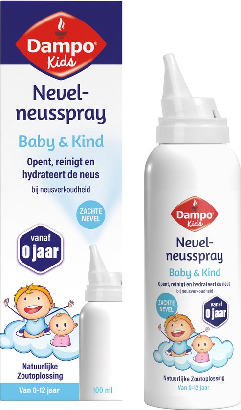 Dampo Nevel-neusspray - Opent, reinigt en hydrateert de neus bij neusverkoudheid - Voor baby's en kinderen vanaf 0 jaar - Zachte nevel - 100 ml