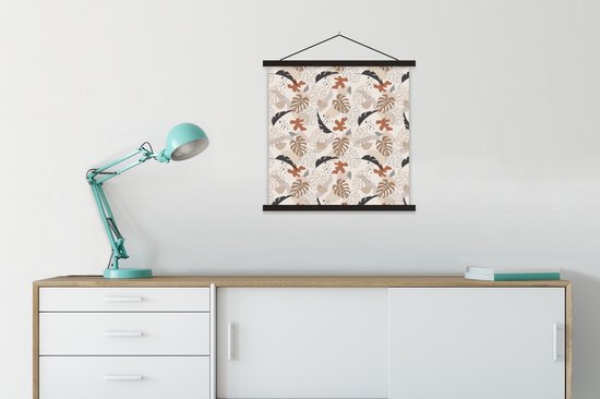 Porte-affiche avec affiche - Affiche scolaire - Été - Feuilles - Abstrait - 60x60 cm - Lattes noires