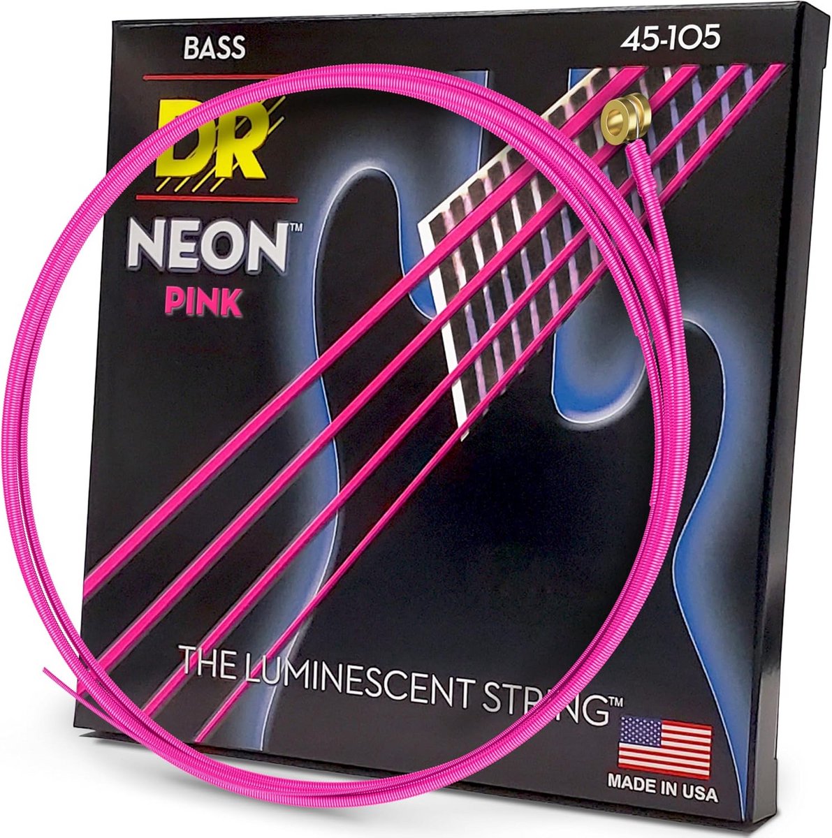 Neon Roze Medium Elektrische Bas Snaren - Hoge Kwaliteit en Duurzaam