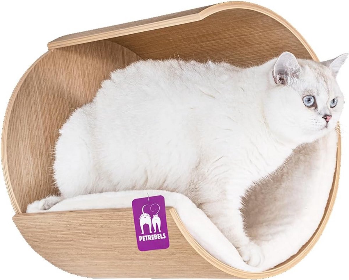 Wandgemonteerde Kattengrot Maanvormig Kattenmand Luxe Ontwerp