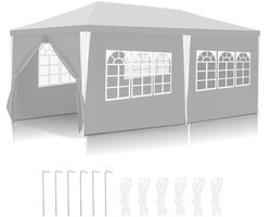Partytent 3x6 m Wit met Zijwanden en Rits – Ideaal voor Tuin, Feest, Markt en Bruiloft