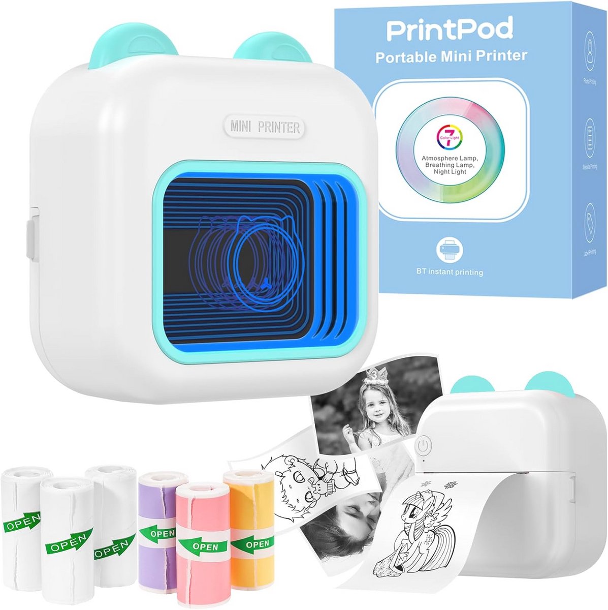 Draadloze Snelle Thermische Printer voor Foto's - Inktvrije Pocketprinter