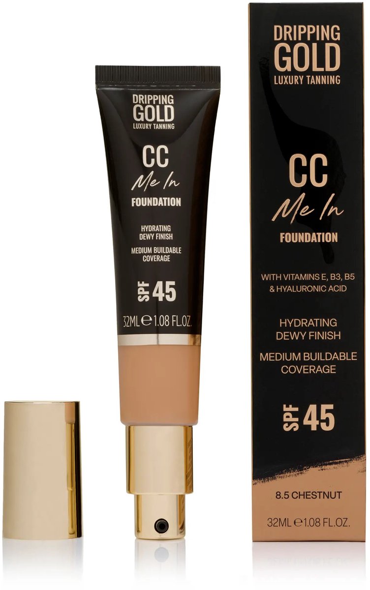 Dripping Gold | CC Me In Foundation 085 Chestnut - 32ml - SPF45 - Vegan