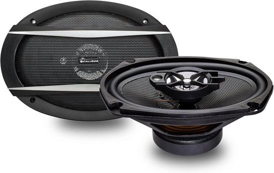 Auto Luidsprekerset 150W - 3-Weg Coaxiale Luidsprekers - Set van 2 - 55W RMS - Inclusief Montagebeugel - Zwart - Ovale 6x9 cm