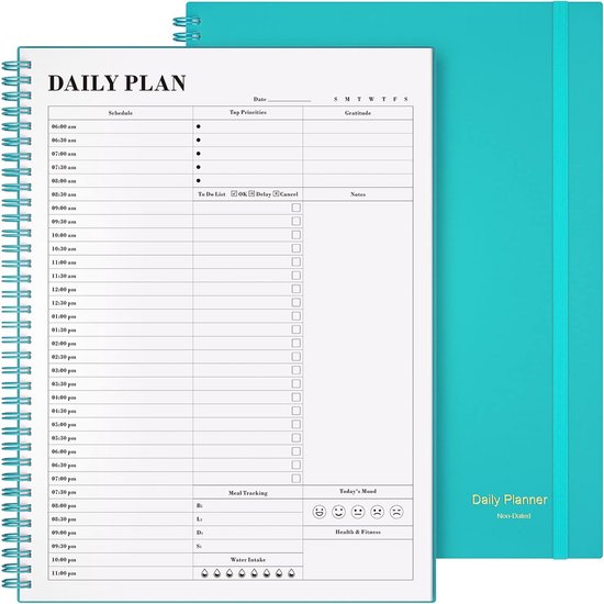 Spiraal Dagplanner 4 Stuks – A5 Met To-do Lijst, Belangrijk Lijst, Memo En Tijdschema
