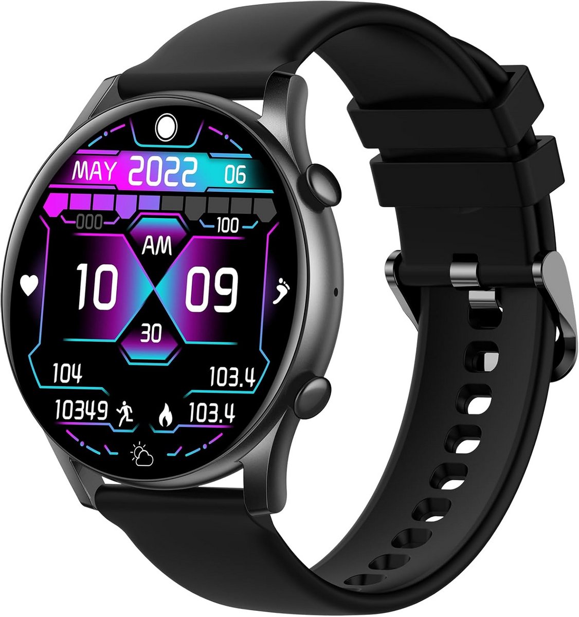 Smartwatch voor heren en dames met AMOLED-scherm, fitness tracker, Bluetooth, 100+ sportmodi