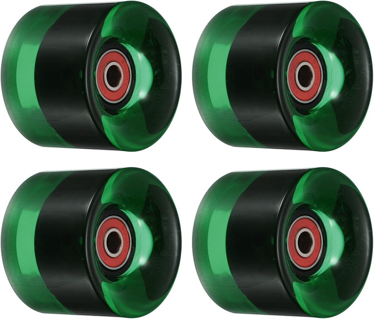60mm Longboard Wielen met Lager ABEC-9 4 Pack Vervangingswielen voor Skateboards en Cruisers 80A Zwart