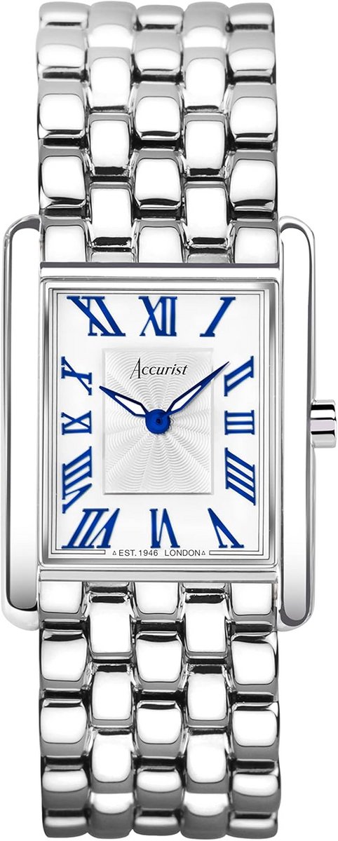 Dames rechthoekig 26mm quartz horloge met analoog display in wit en blauw