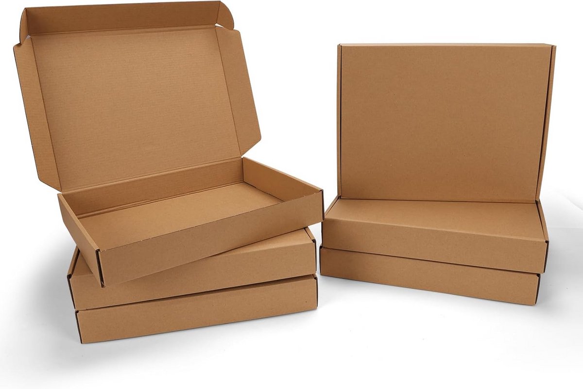 Set van 6 Bruine Verhuisdozen - Ideaal voor Kantoororganisatie en Opslag