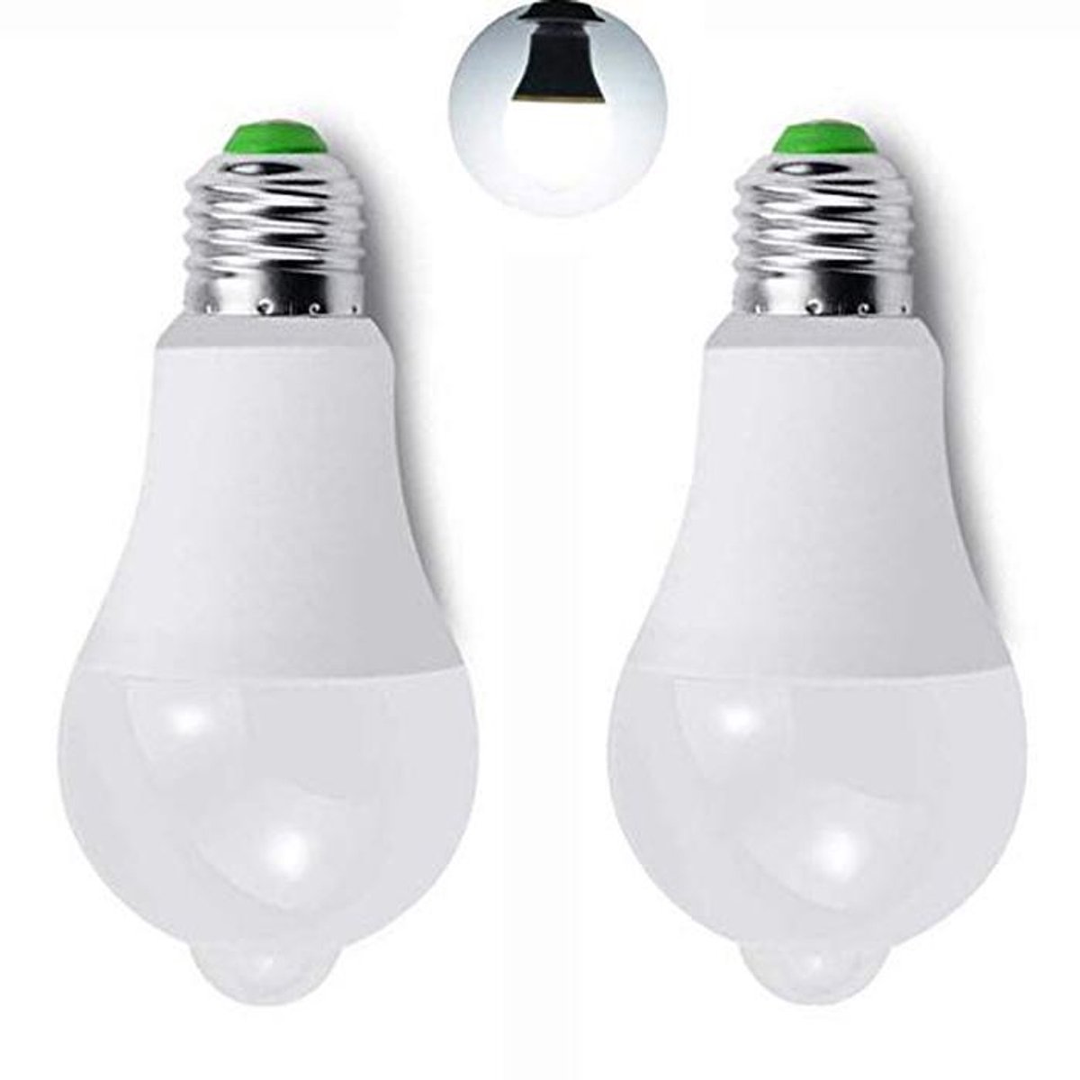 LED-lampen met bewegingsmelder - 2 stuks, energiezuinig, koud wit, E27, 1020 lumen voor trap, garage en terras