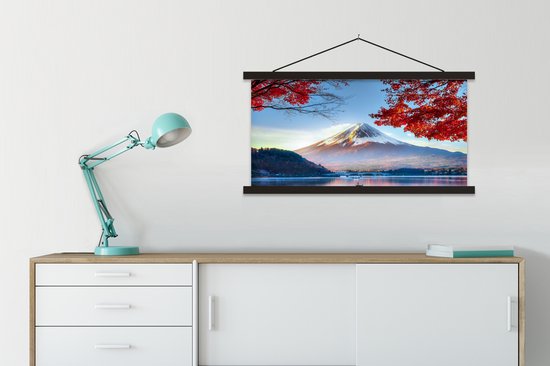 Affiche scolaire - La montagne Fuji japonaise en Asie à l'automne - 90x45 cm - Lattes noires