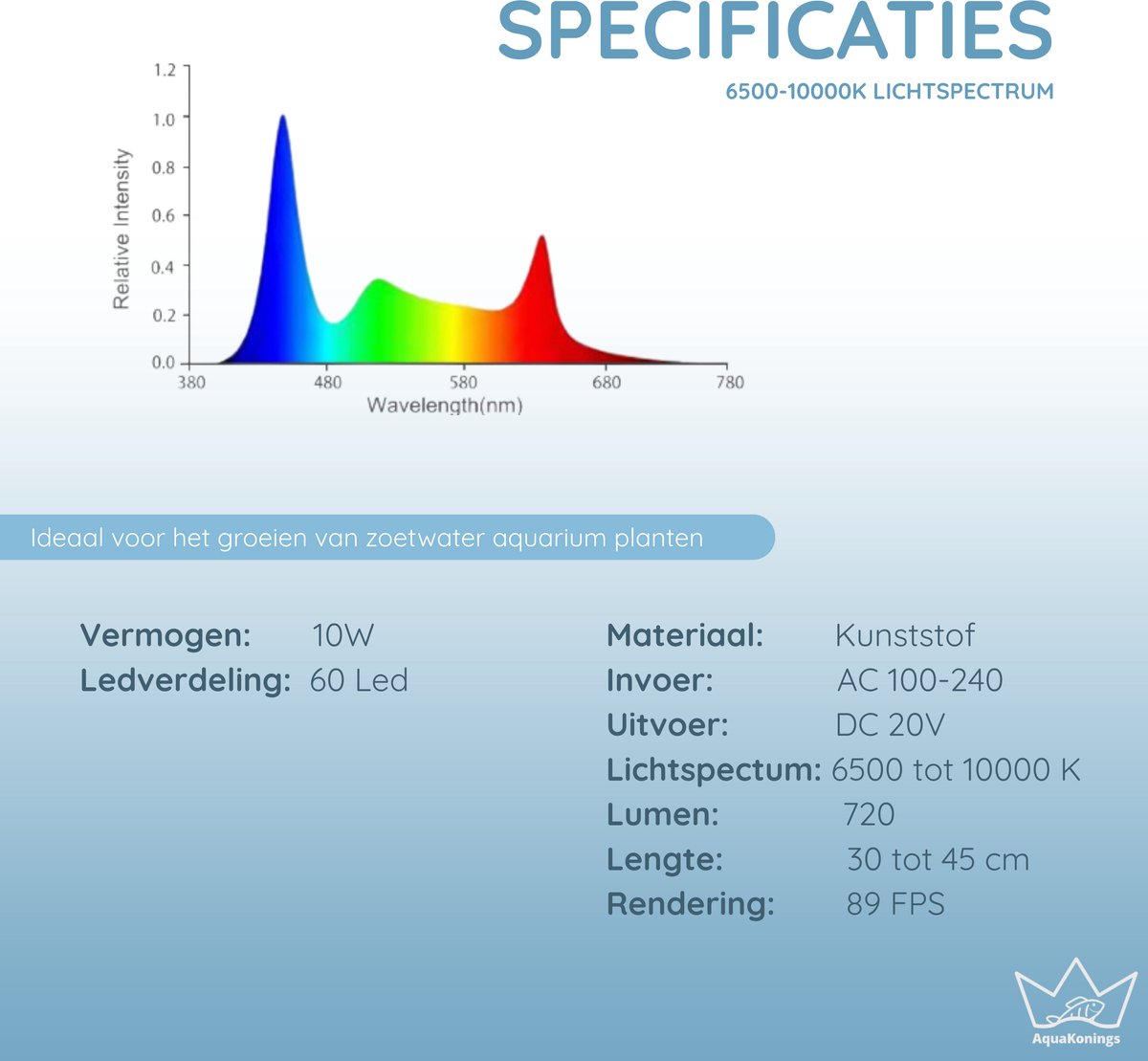 AquaKonings Aquarium LED-lamp 30-45cm, dimbaar met timer thumbnail 5