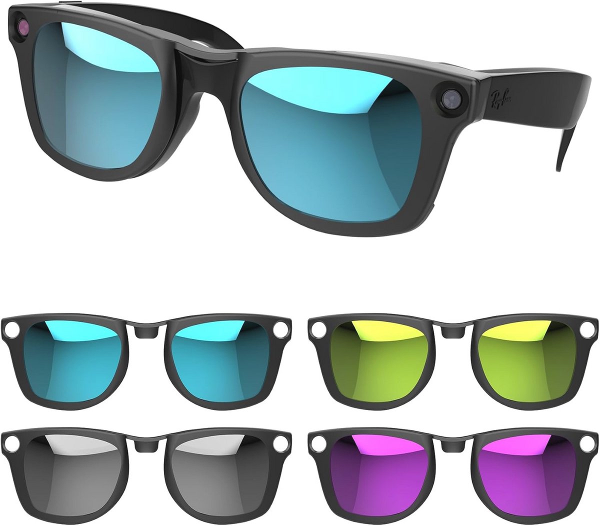 Kleurveranderende Clip Set voor Smart Bril Compatibel met Ray-Ban Wayfarer - Maat M 50-22 voor Mannen en Vrouwen