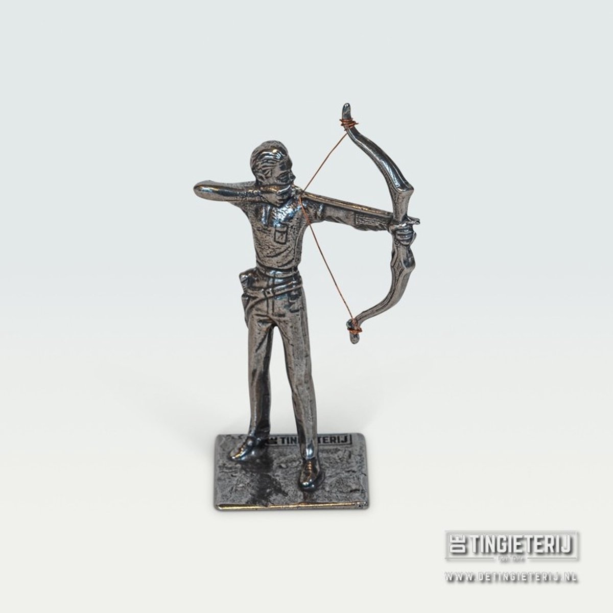 Beeldje Boogschutter - Tin - jubileum geschenk - trofee boogschieten - miniatuur boogschutter - beroepen beeldje