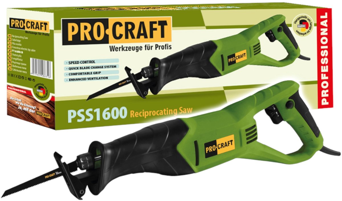 Procraft PSS1600 reciprozaag 800 watt + zaagblad