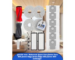 Accessoires gescht voor Roborock Qrevo Curv,Qrevo Curv S5X,Qrevo Edge,Qrevo Edge S5A,Qrevo S5V stofzuiger,2 hoofdborstels,2 HEPA-filters,6 stofzakken,4 reinigingsdoeken,4 zijborstels,1 borstel