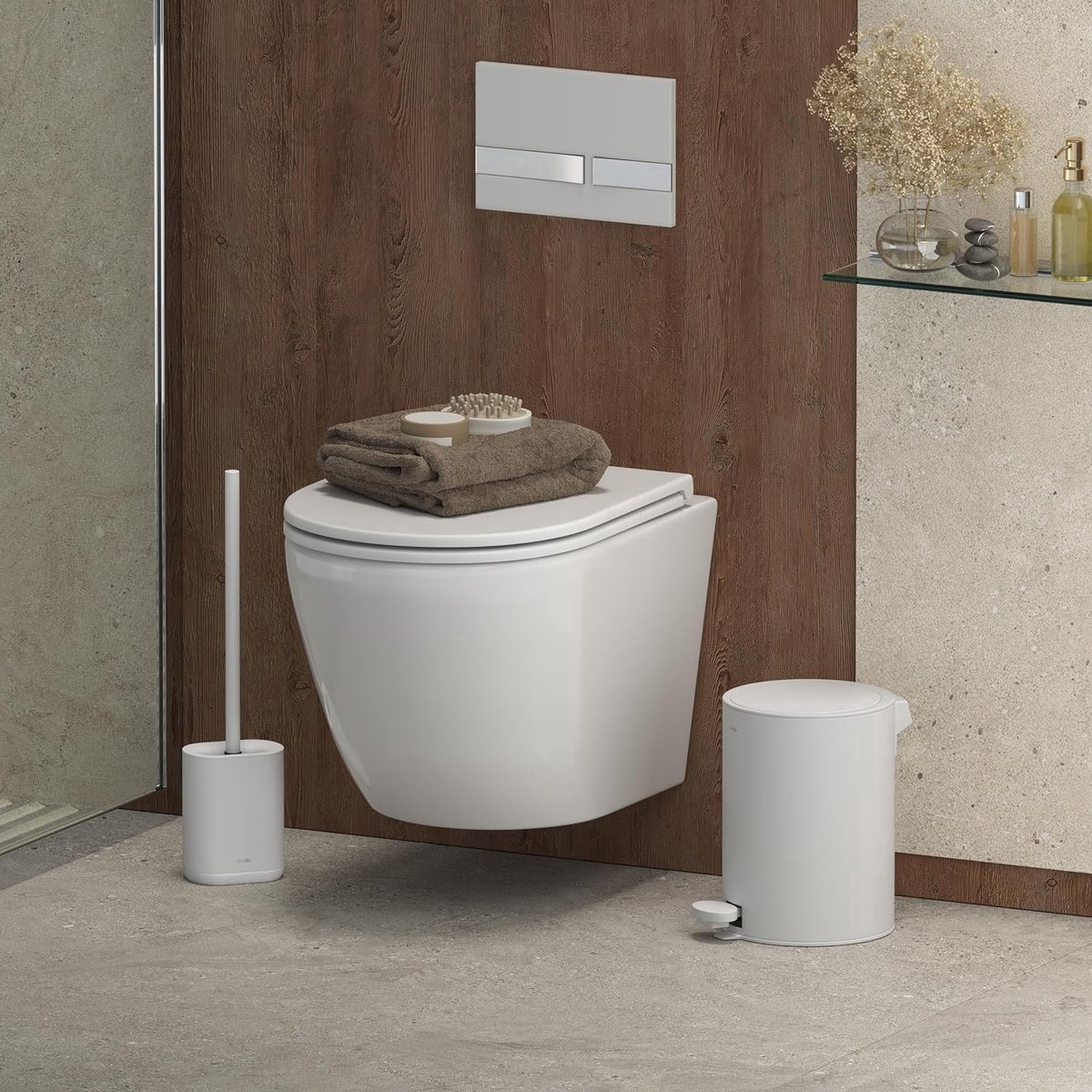 Stunq® Pedaalemmer van roestvrij staal, mat, softclose, klapdeksel, stil sluitend, binnenemmer, afvalemmer, bademmer, wit