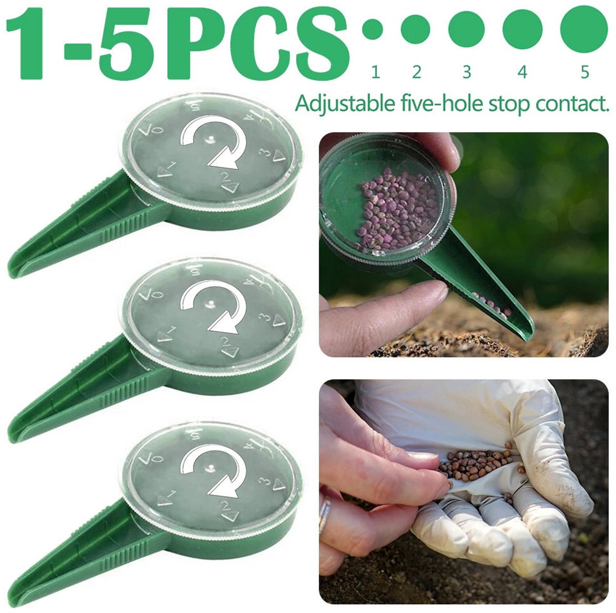 3-delige plantenzaaimachine, 5-traps instelbaar, multifunctionele draagbare plantenbak, tuinplanter, landschapsgereedschap.