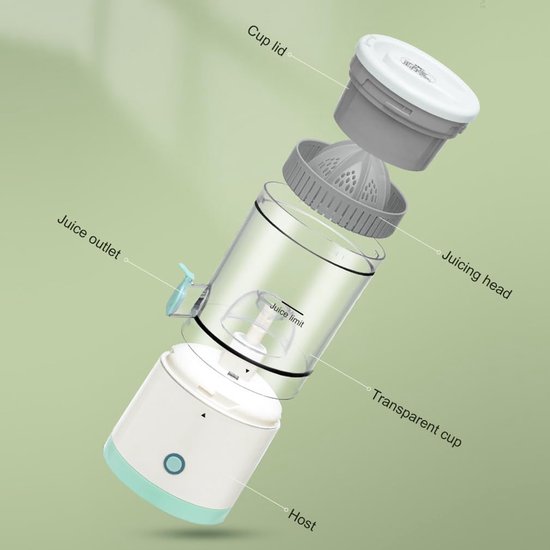 Oplaadbare Draagbare Elektrische Citruspers (Groen) - USB Opladen + Met Schoonmaakborstel - Sinaasappelsap Maker / Fruitsap Pers / Keukengadget - Ideaal voor Thuis, Reizen, Kamperen & Vers Fruitsap Genot van Merkloos — afbeelding 3