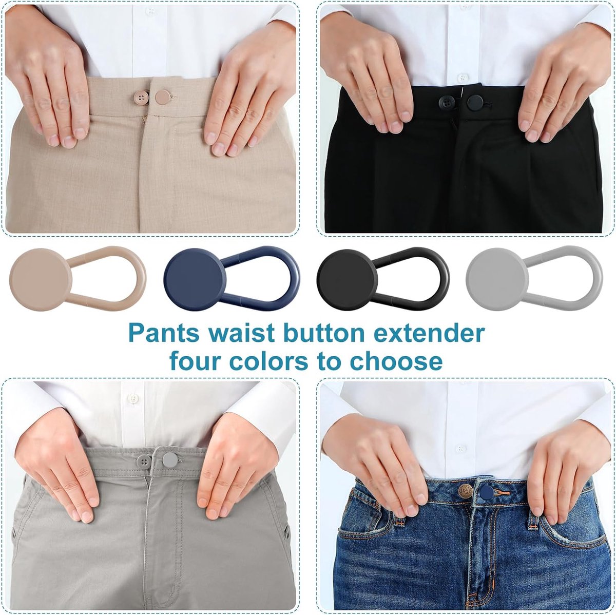 8-delige knoopverlenger - Bredere taille knopen - Verstellen van de taille van jeans - Geen naaien nodig - Geschikt voor broeken, rokken, shirts en jassen (meerdere kleuren) — cadeau in Cadeau-ideeën - foto 5