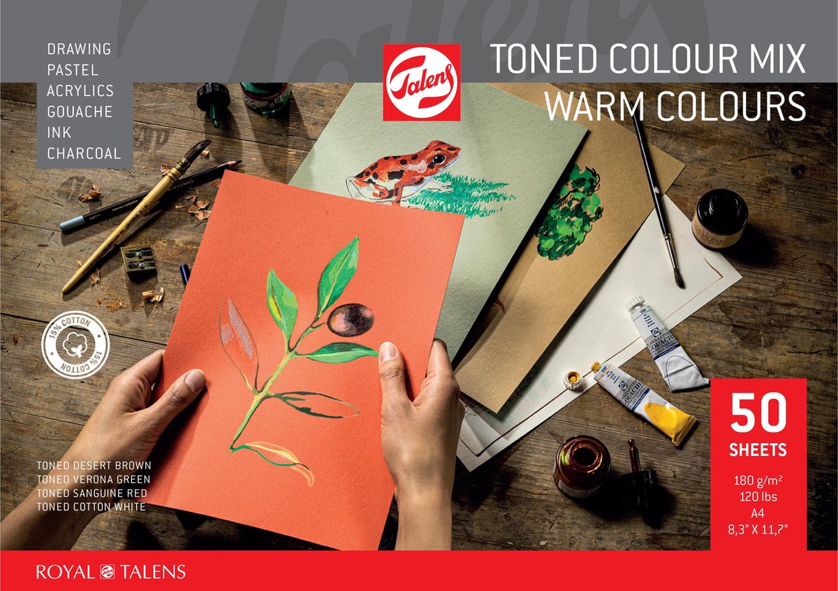 Talens Toned Paper mix warm, A4, 180 g, 50 Vellen,