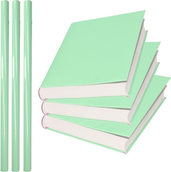 3x Rollen kadopapier / kaftpapier 200 x 70 cm - pastel groen - kaftpapier voor schoolboeken / boekenkaften