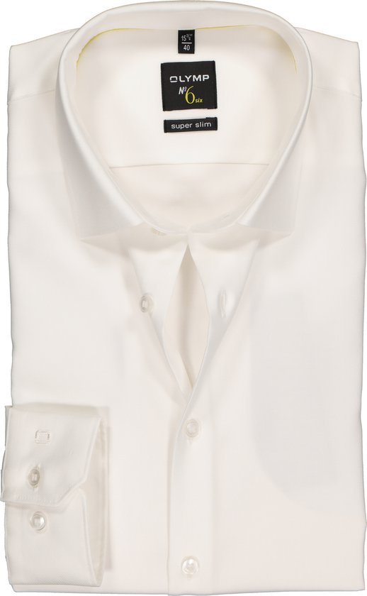OLYMP No. Six super slim fit overhemd - off white twill - Strijkvriendelijk - Boordmaat: