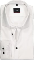 VENTI body fit overhemd - wit structuur (contrast) - Strijkvriendelijk - Boordmaat: 39