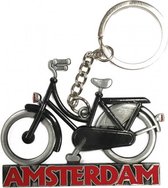 sleutelhanger fiets Holland 7 cm staal zwart/zilver