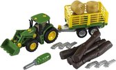 John Deere hout- en hooitransporter tractor met wagen 14 cm