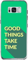 Samsung Galaxy S8 Telefoonhoesje - Transparant Siliconenhoesje - Flexibel - Met Quote - Good Things - Groen