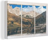 Canvas Schilderij Doorkijk - Natuur - Berg - 60x40 cm - Wanddecoratie