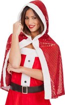 Carnival Toys Kerstcape Dames Polyester Rood/wit One-size