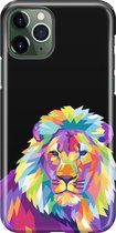 iPhone 11 Pro Hoesje - Premium Hard Hoesje - Back Cover - Met Dierenprint - Leeuw - Paars