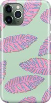 iPhone 11 Pro Hoesje - Premium Hard Hoesje - Back Cover - Met Plantenprint - Tropische Blaadjes - Lichtgroen