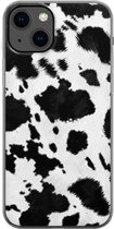 Apple iPhone 13 Telefoonhoesje - Transparant Siliconenhoesje - Flexibel - Met Dierenprint - Koeien Patroon - Zwart