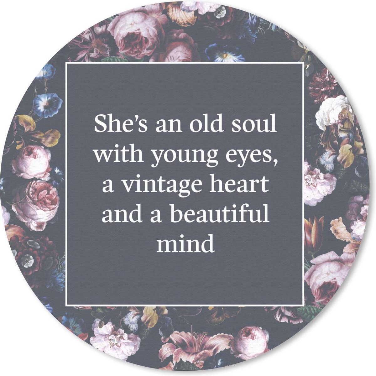 Muismat rond 40x40 cm - Mousepad Bloemen - Quotes - Rood - Ronde muismatten