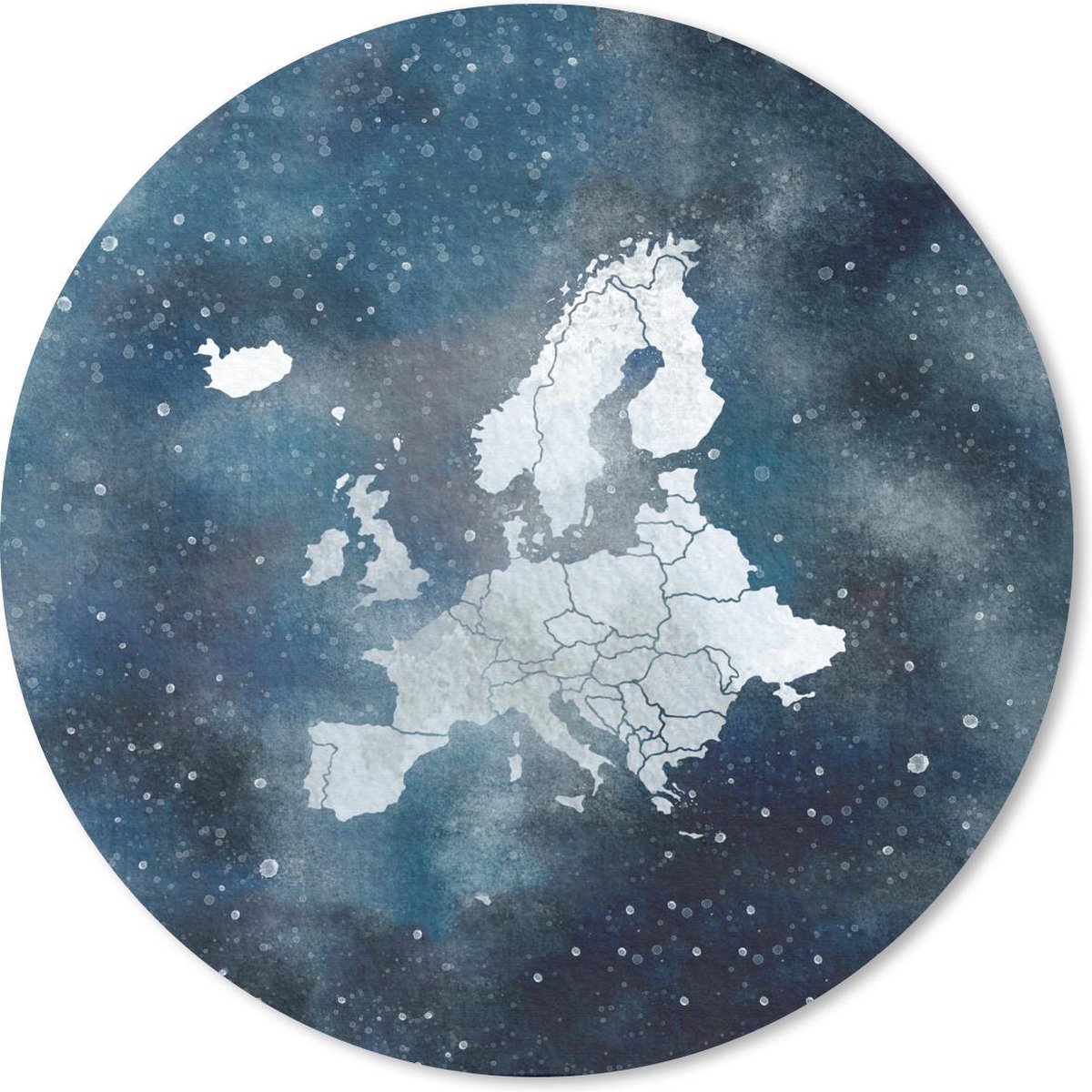 Muismat rond 50x50 cm - Mousepad Kaarten - Europa - Sterrenhemel - Waterverf - Ronde muismatten
