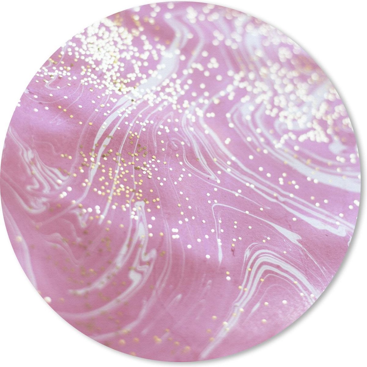 Muismat rond 40x40 cm - Mousepad Marmer - Roze - Wit - Goud - Ronde muismatten