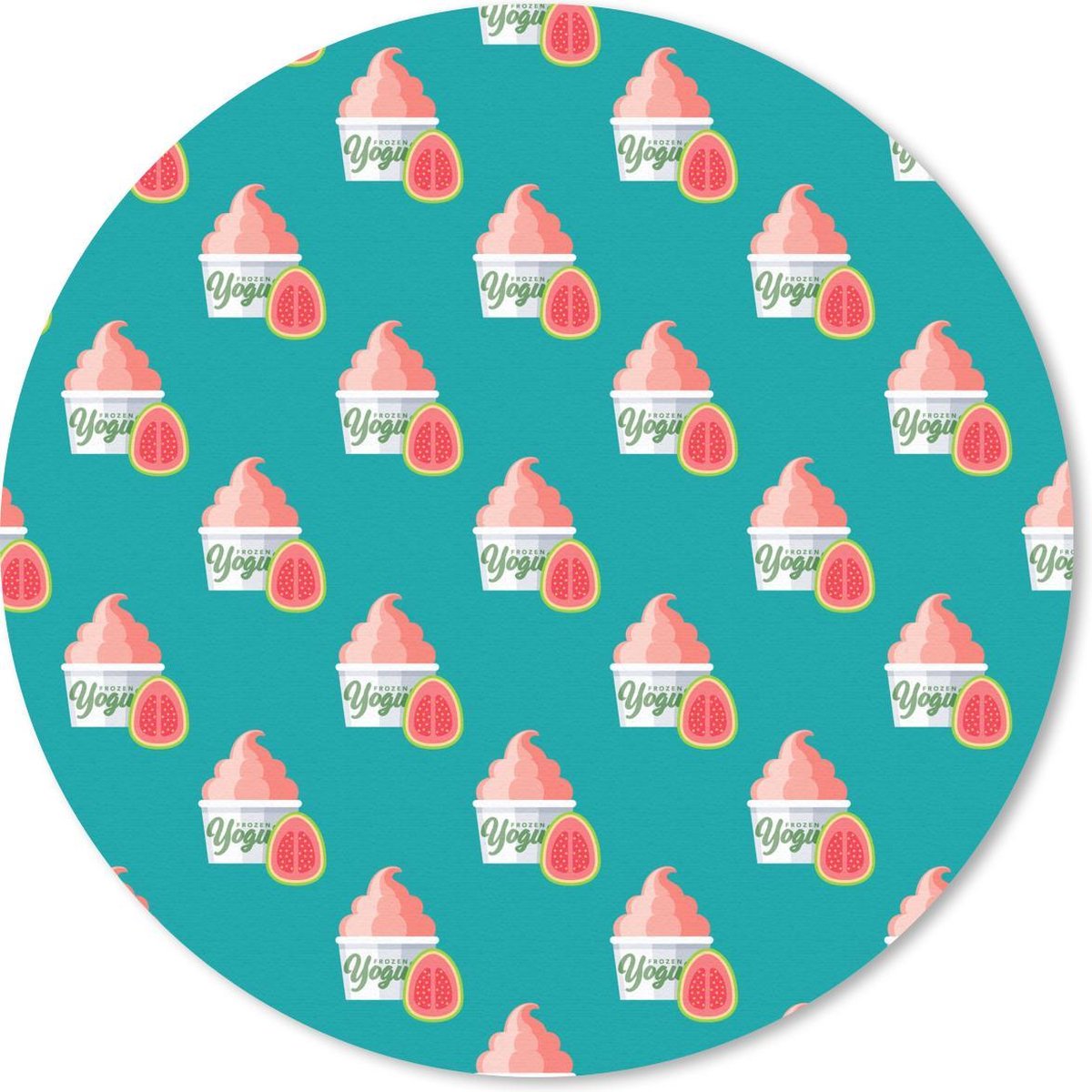 Muismat rond 50x50 cm - Mousepad Zomer - IJs - Blauw - Ronde muismatten