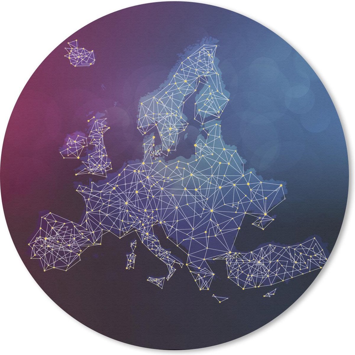 Muismat rond 50x50 cm - Mousepad Kaarten - Europa - Digitaal - Ronde muismatten