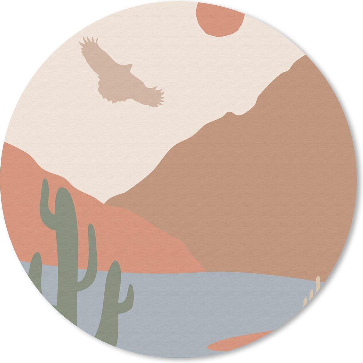 Muismat rond 40x40 cm - Mousepad Pastel - Illustratie - Cactus - Havik - Ronde muismatten