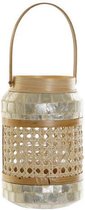 Kandelaars - candle holder bamboo glass 15x15x23 handle 36cm - bamboe